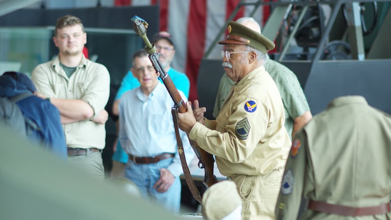 A private collector explains the use of a World War II-era rifle grenade launcher mounted onto...