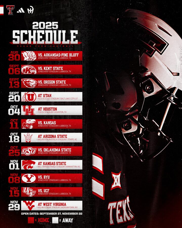 Texas Tech Football Releases Full 2025 Schedule texas-tech-football-releases-full-2025-schedule