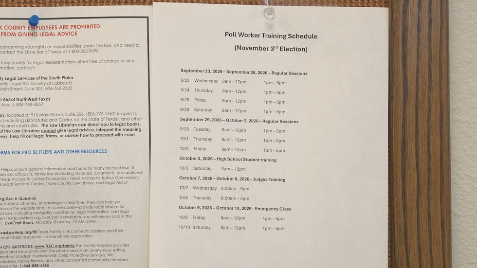 Lubbock County Elections poll worker training schedule