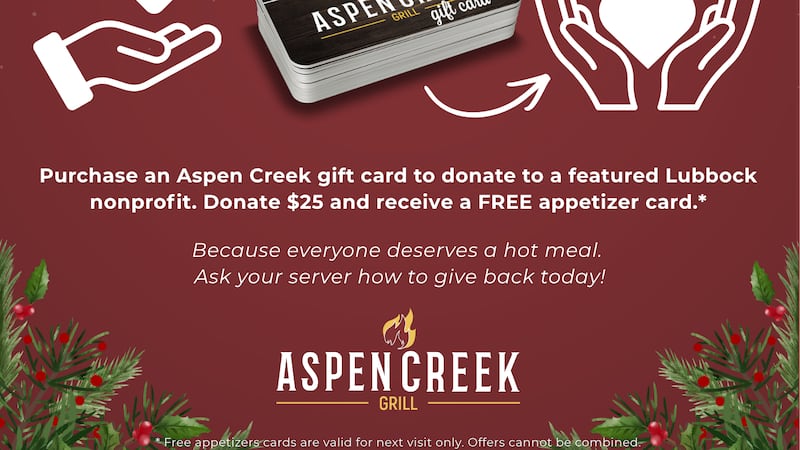 Guests can participate at Aspen Creek Grill, 3012 West Loop 289 in Lubbock, during the...
