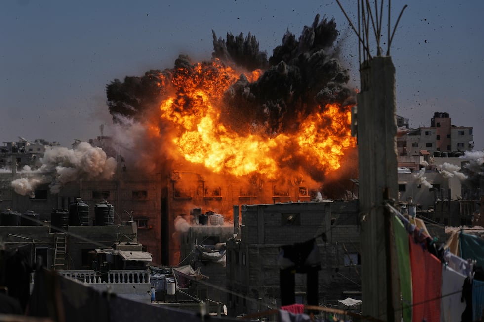 An explosion erupts following an Israeli airstrike in Gaza City, Wednesday, Sept. 9, 2026.