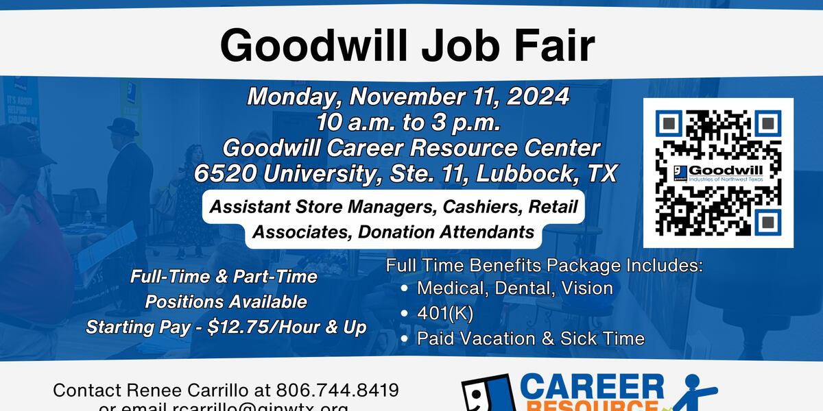 Goodwill Industries of Northwest Texas to host Job Fair on Nov. 11 Goodwill Industries of Northwest Texas to host Job Fair on Nov. 11