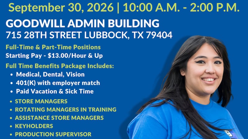 Goodwill Industries of Northwest Texas to host job fair Sept. 30