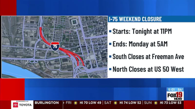 I-75 closes near downtown Cincinnati